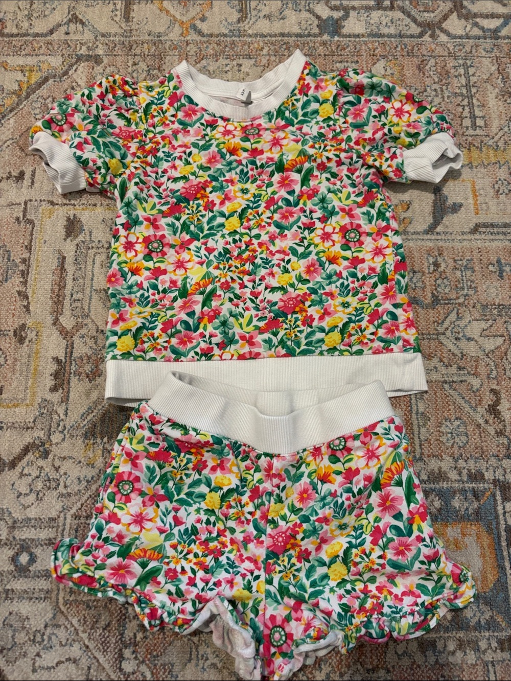 Janie and Jack White-Trim Pink, Yellow & Green Floral
